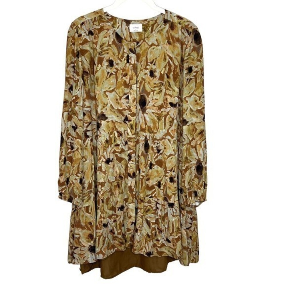 Aritzia Floral Print Mini Dress in Mustard and Olive